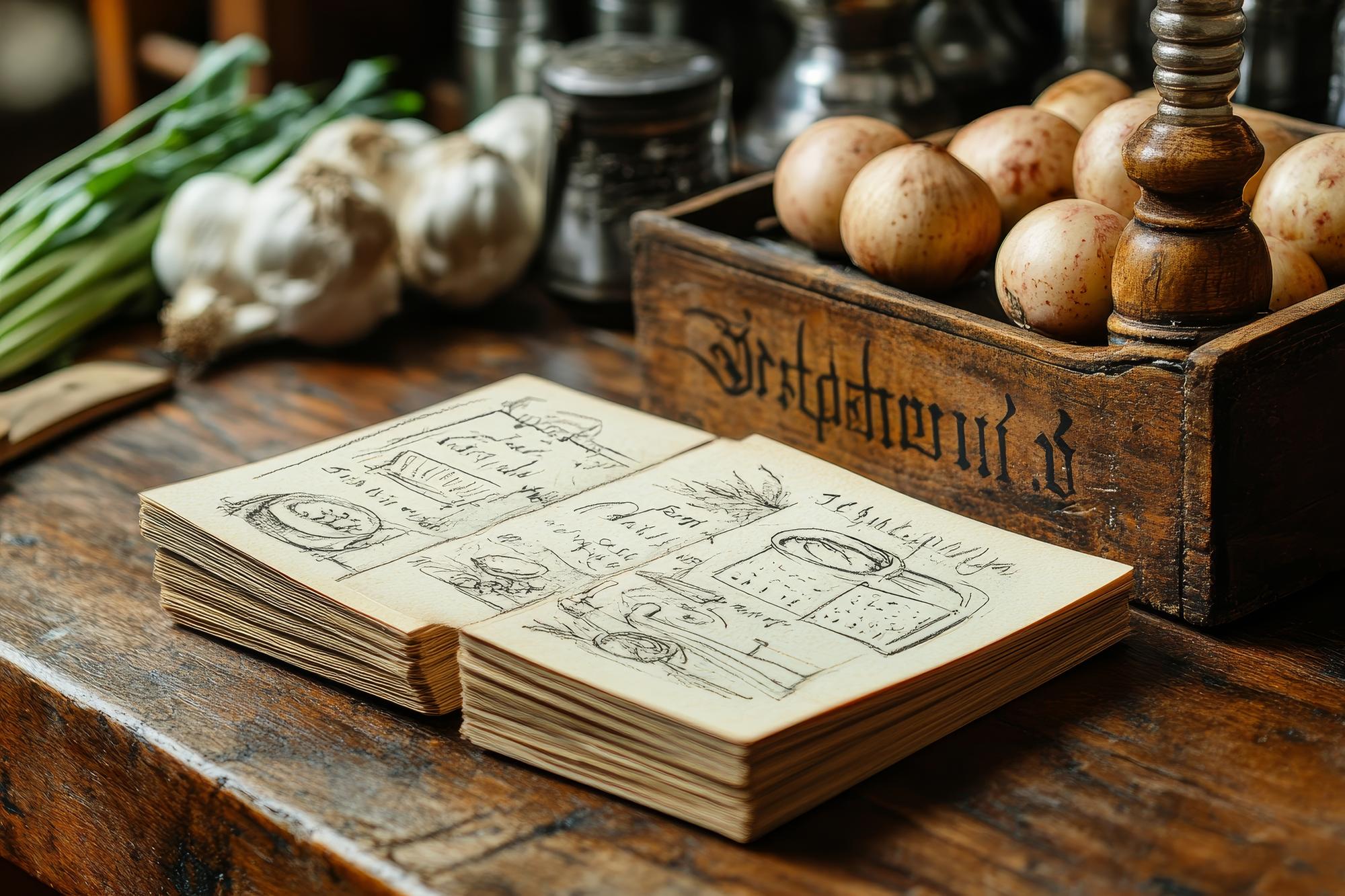 box with labeled ingredients and recipe cards
